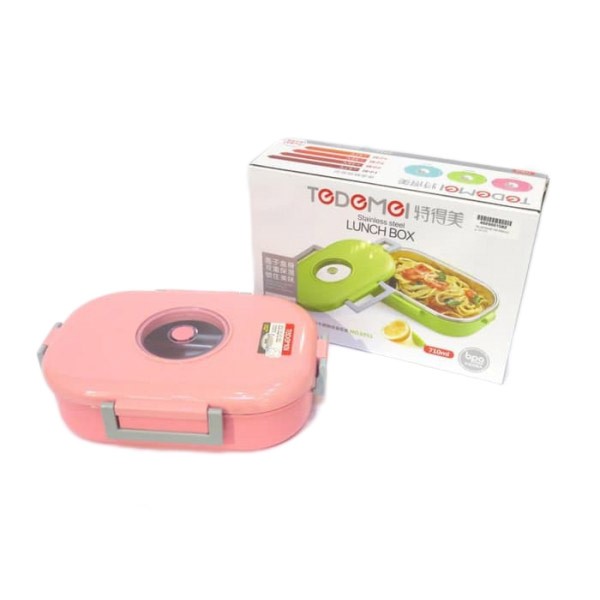 Φαγητοδοχείο Ισοθερμικό Ανοξείδωτο Pink 980ml Tedemei