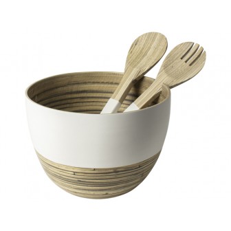 Μπολ Σαλάτας Bamboo & Κουτάλες 22cm Λευκή Μπολ Σαλάτας Bamboo & Κουτάλες 22cm Λευκή