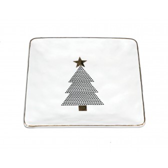 Πιατέλα Xmas Gold Τετράγωνη Έλατο 20cm Πιατέλα Xmas Gold Τετράγωνη Έλατο 20cm
