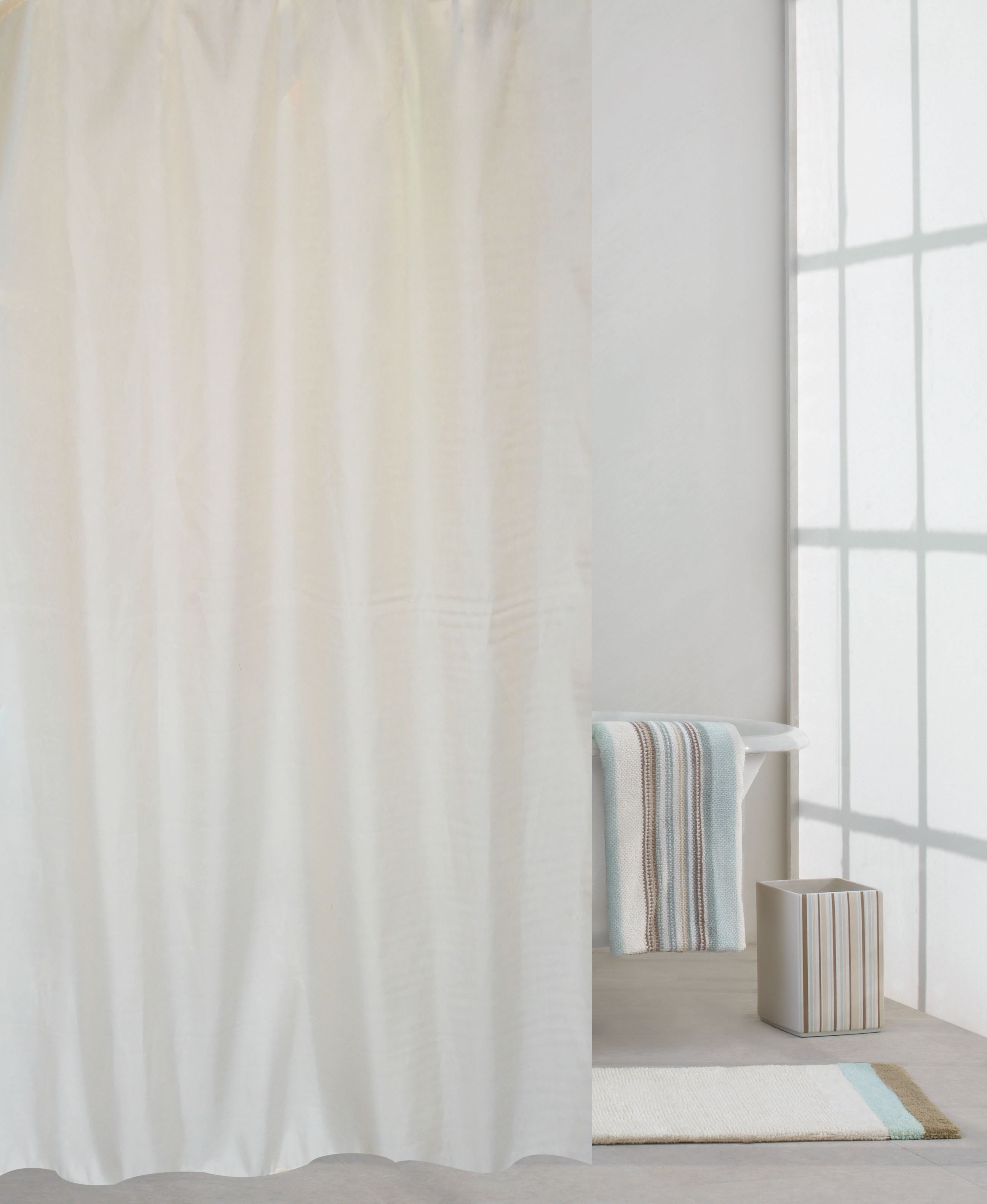 Κουρτίνα Μπάνιου Υφασμάτινη Μονόχρωμη Λευκή 180x200cm