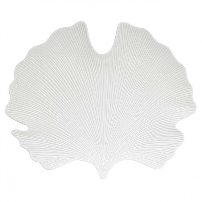 Πιατέλα Πορσελάνης Leaves Λευκή R2S 35cm