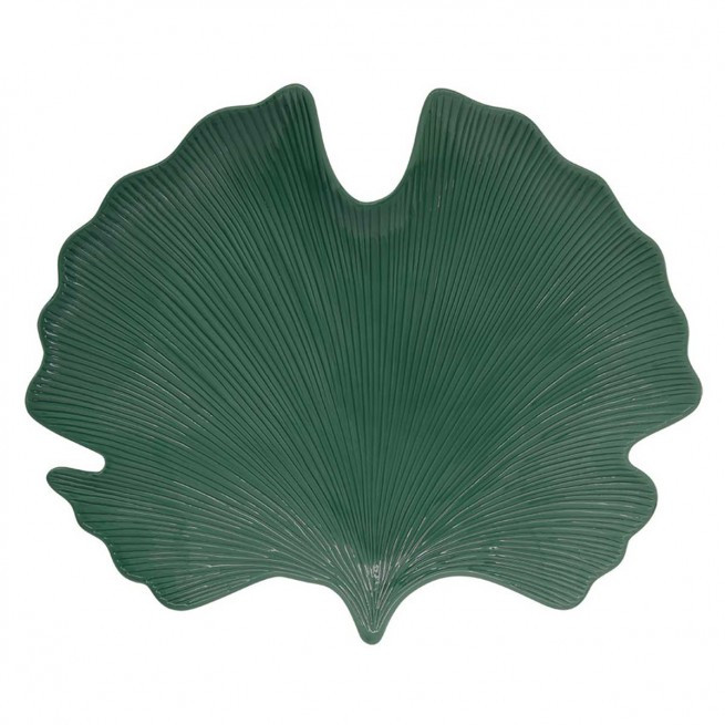 Πιατέλα Πορσελάνης Leaves Σκούρο Πράσινο R2S 35cm