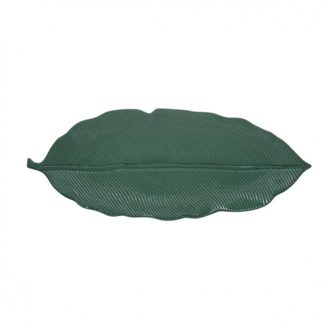 Πιατέλα Πορσελάνης Leaves Σκούρο Πράσινη R2S 39cm