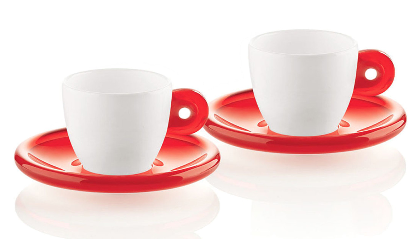 Φλυτζάνι & Πιάτο Καφέ Gocce Red Σετ 2τμχ. Guzzini