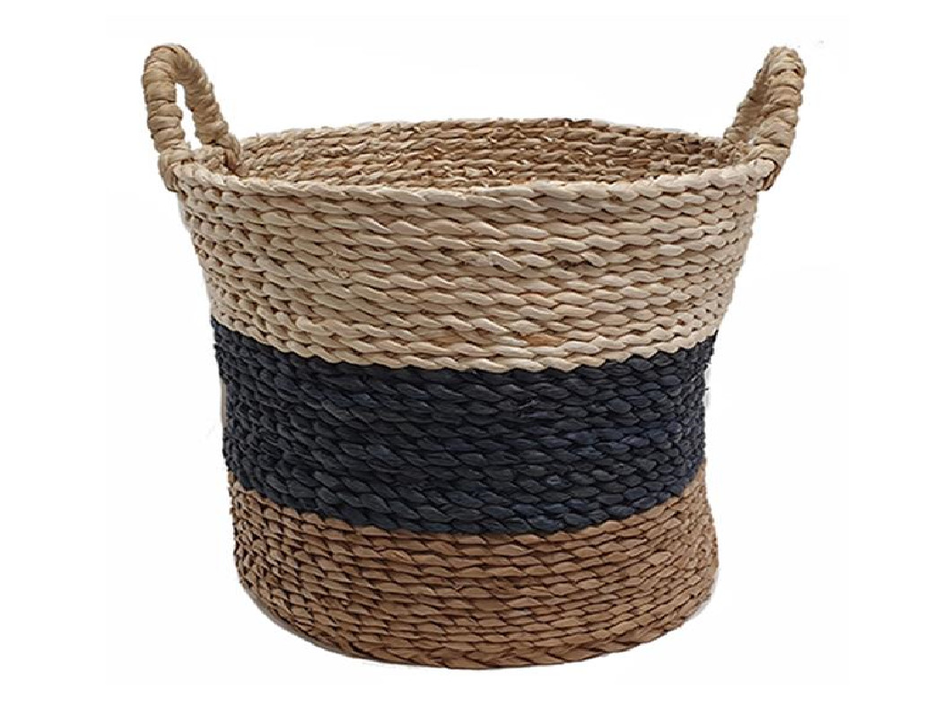 Καλάθι ψάθινο Seagrass Στρογγυλό Τρίχρωμο 36cm