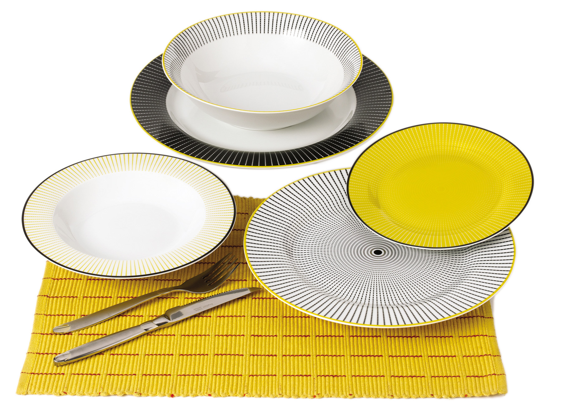 Σερβίτσιο Φαγητού 20τμχ. Στρογγυλό Navy yellow