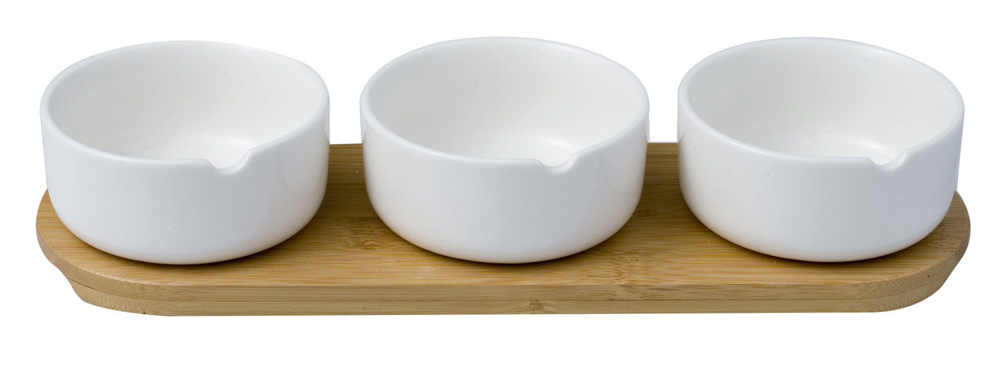 HOME FASHION ACCESSORIES HFA Σετ Μπολ 3τμχ. Σε ξύλινη Βάση Party Time White