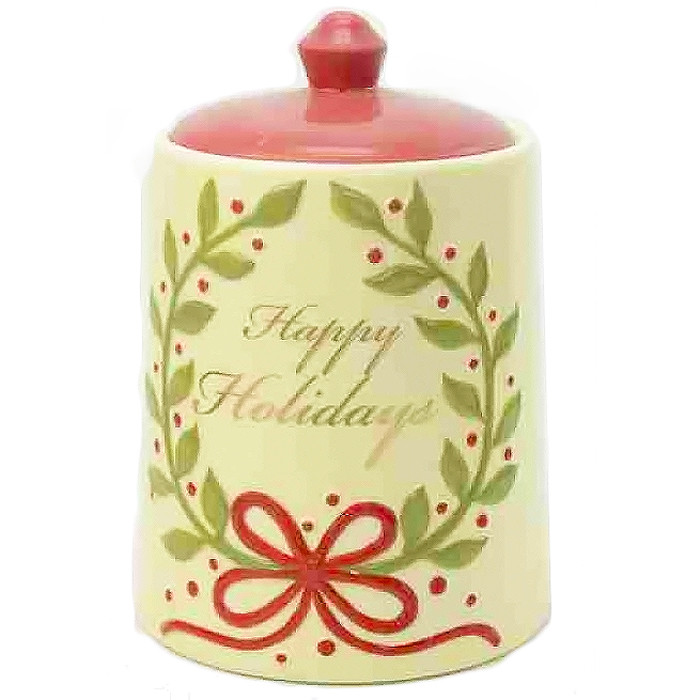 Μπισκοτιέρα Χριστουγεννιάτικη Κεραμική Happy Holiday 19cm