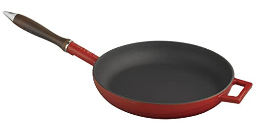 Τηγάνι Απο Μαντέμι 28cm “Cast Iron”Με ξύλινο Χέρι Red Lava