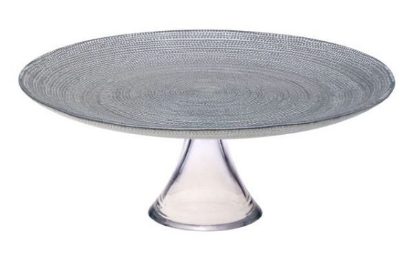 Τουρτιέρα Γυάλινη Με Πόδι 32cm Mosaic Grey