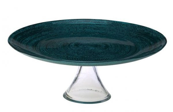 Τουρτιέρα Γυάλινη Με Πόδι 32cm Mosaic Green
