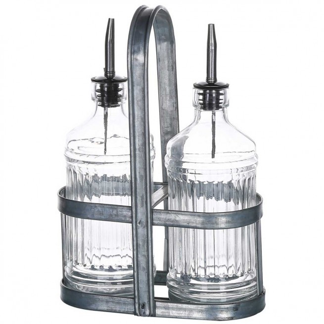 Σετ 2τμχ Λαδόξυδο, Ριγέ Γυάλινο 500ml