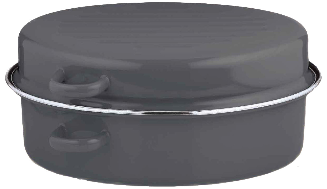 Γάστρα Οβάλ Εμαγέ 38cm Grey Melia