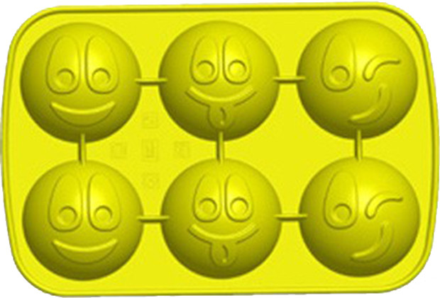 φόρμα σιλικόνης smiley για muffin 6θέσεων κίτρινη kaiser