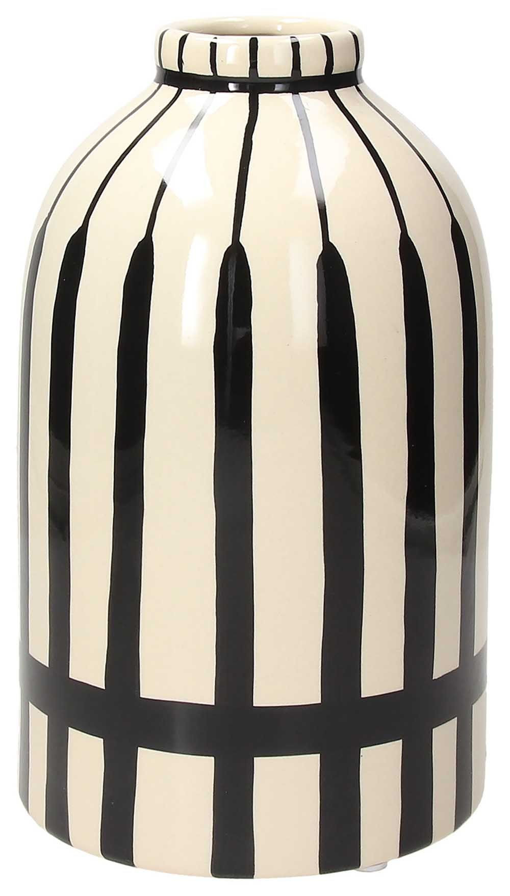 Βάζο Κεραμικό Black Stripes Bianca 24x14cm Andrea Fontebasso