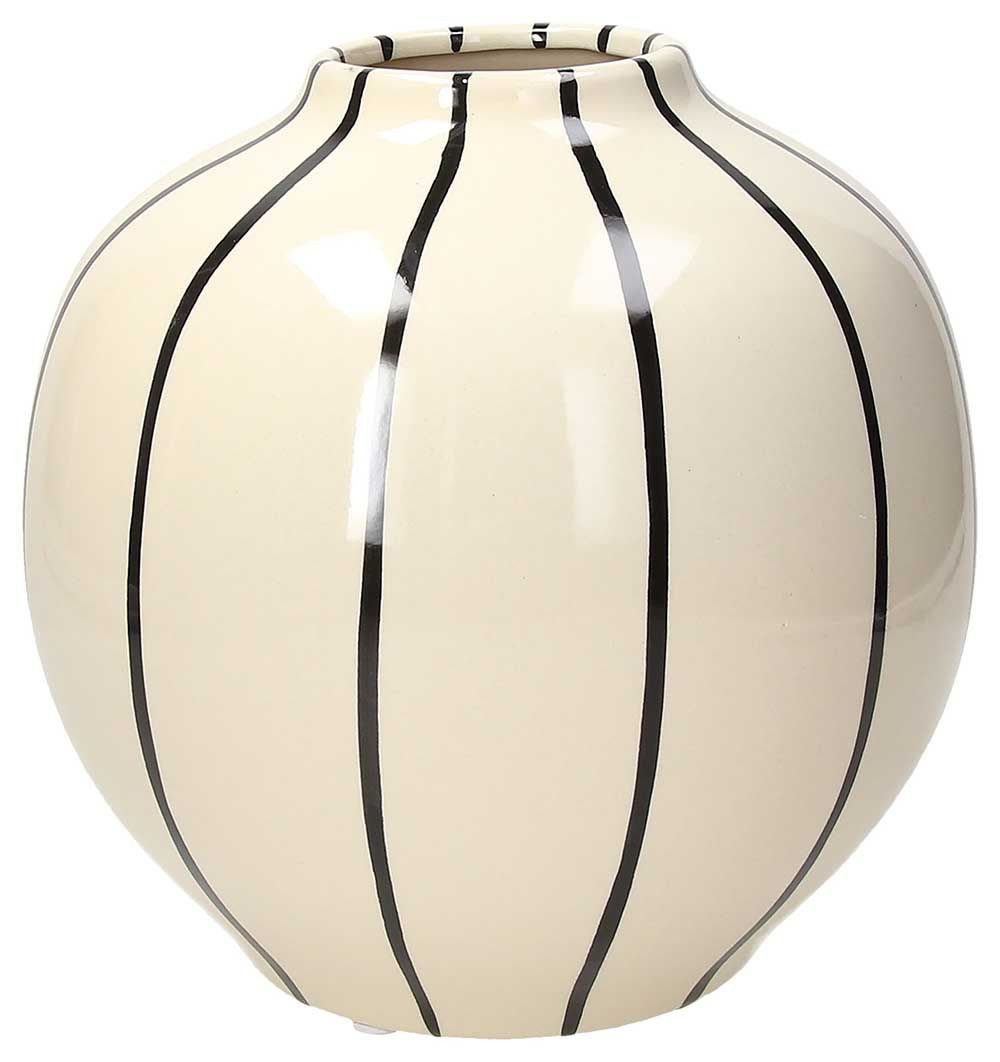 Βάζο Κεραμικό Black Stripes Bianca 22x20cm Andrea Fontebasso