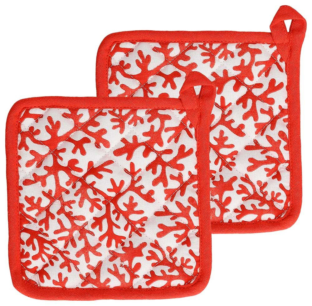 Πιάστρες Φούρνου Σετ 2τμχ. Ύφασμα Reef Cotton Red Andrea Fontebasso