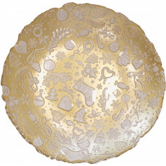 Πιατέλα Γυάλινη Βαθειά Christmas Gold White Brandani 40cm