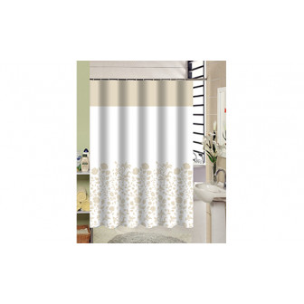 Κουρτίνα Μπάνιου Υφασμάτινη Beige Leaves 180x180cm Κουρτίνα Μπάνιου Υφασμάτινη Beige Leaves 180x180cm