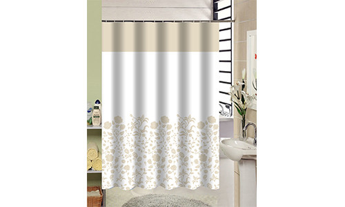 Κουρτίνα Μπάνιου Υφασμάτινη Beige Leaves 180x180cm