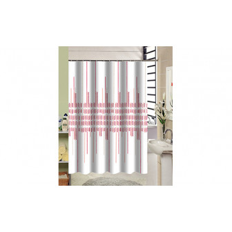 Κουρτίνα Μπάνιου Υφασμάτινη Red Stripes 180x180cm Κουρτίνα Μπάνιου Υφασμάτινη Red Stripes 180x180cm