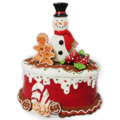 Μπισκοτιέρα Χριστουγεννιάτικη Κεραμική Candy Snowman 25cm