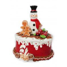 Μπισκοτιέρα Χριστουγεννιάτικη Κεραμική Candy Snowman 20cm