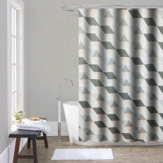 Κουρτίνα Μπάνιου Grey Cubes Υφασμάτινη 180x180cm