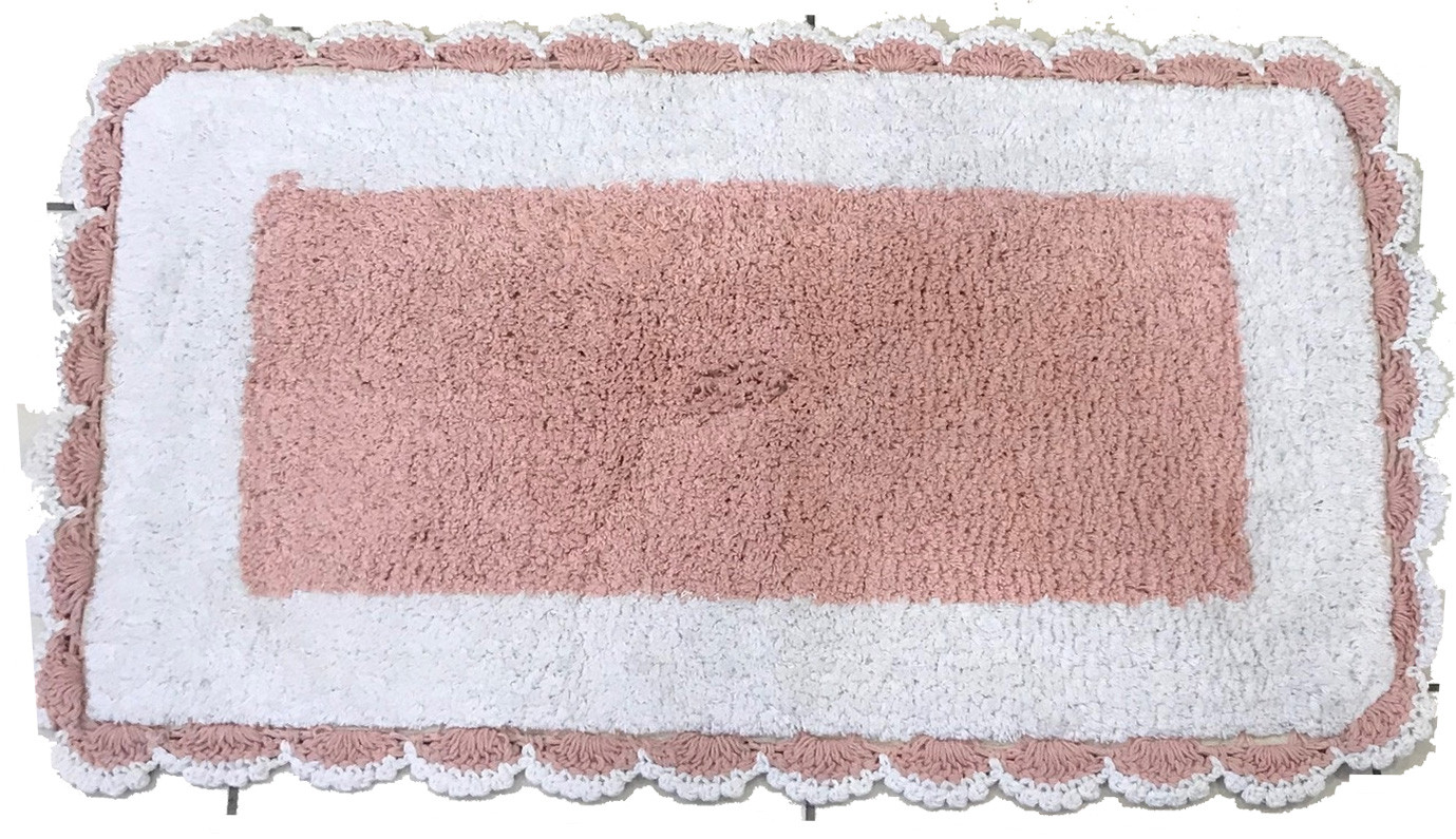 Πατάκι Μπάνιου Βαμβακερό Chrochet 45x75cm Ροζ