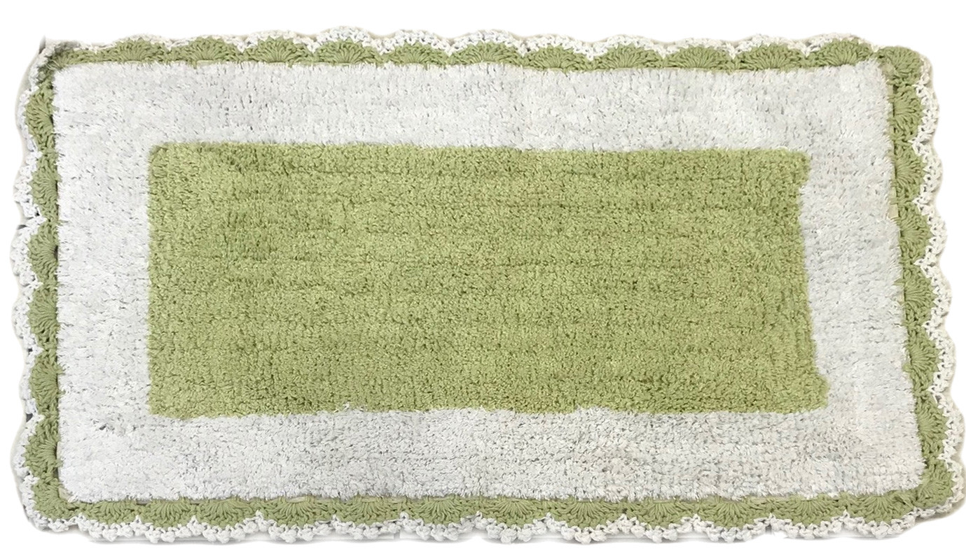 Πατάκι Μπάνιου Βαμβακερό Chrochet 45x75cm Πράσινο