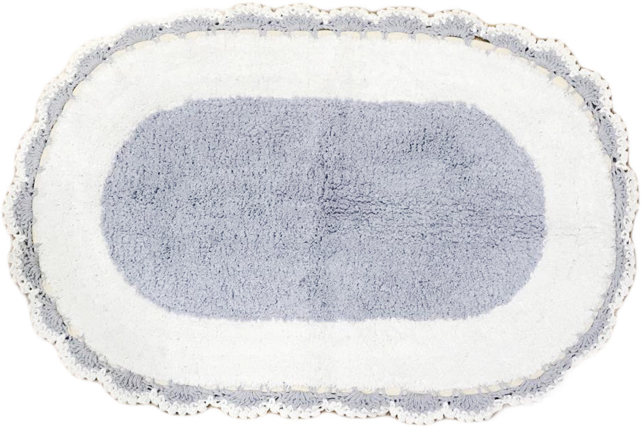 Πατάκι Μπάνιου Βαμβακερό Chrochet Οβαλ 45x75cm Γκρι