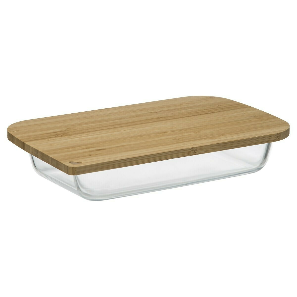 Ταψί Γυάλινο Ορθογώνιο Με Bamboo Καπάκι 29cm 5five