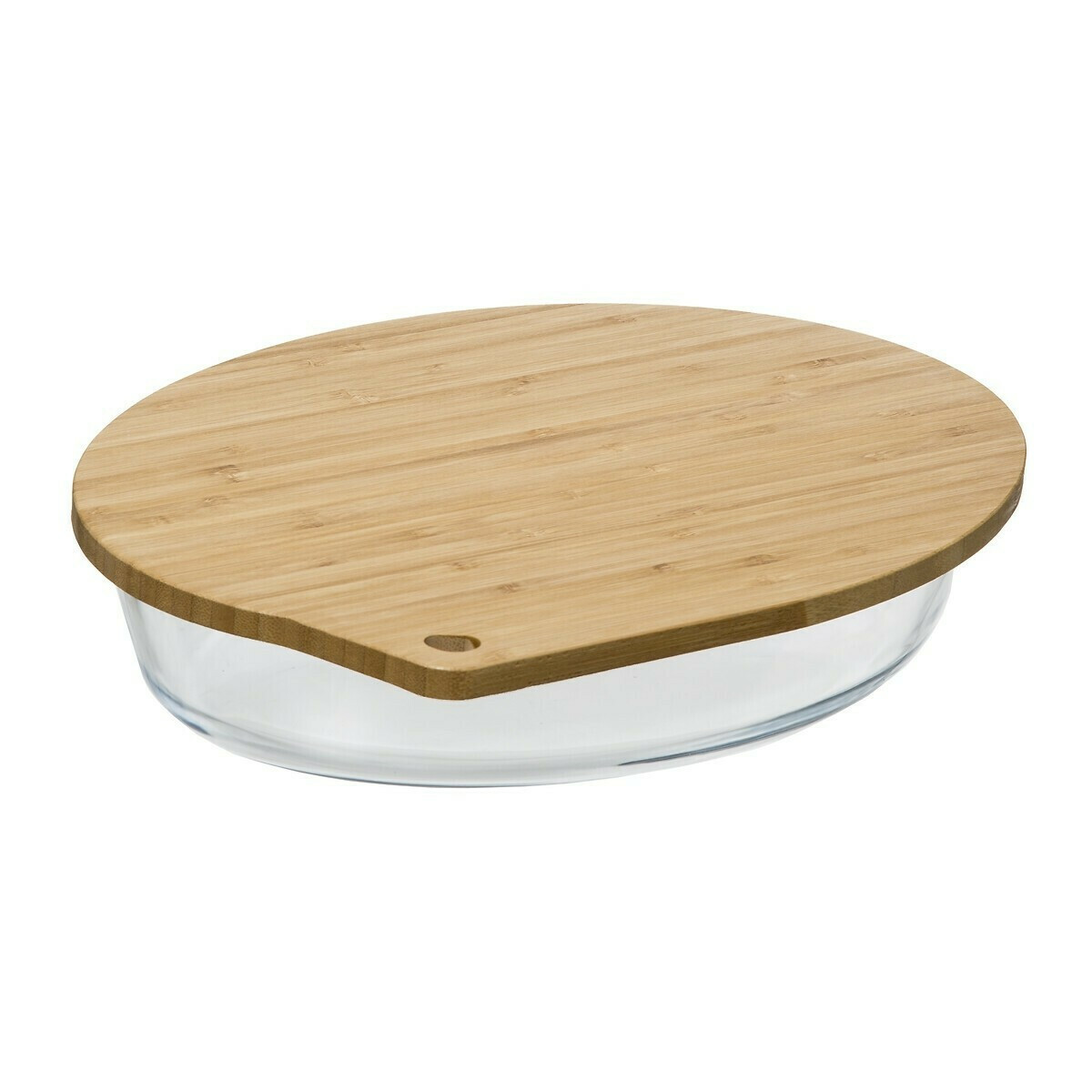 Ταψί Γυάλινο Οβαλ Με Bamboo Καπάκι 30cm 5five