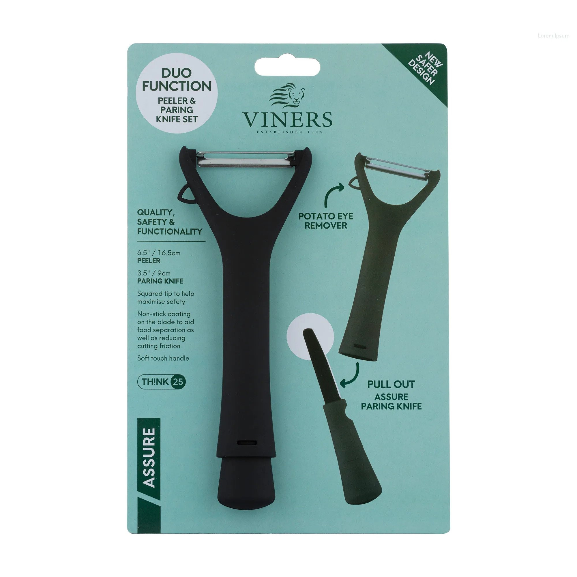 Αποφλοιωτής – Peeler και Μαχαίρι Σετ 2Τμχ. Assure Black Viners