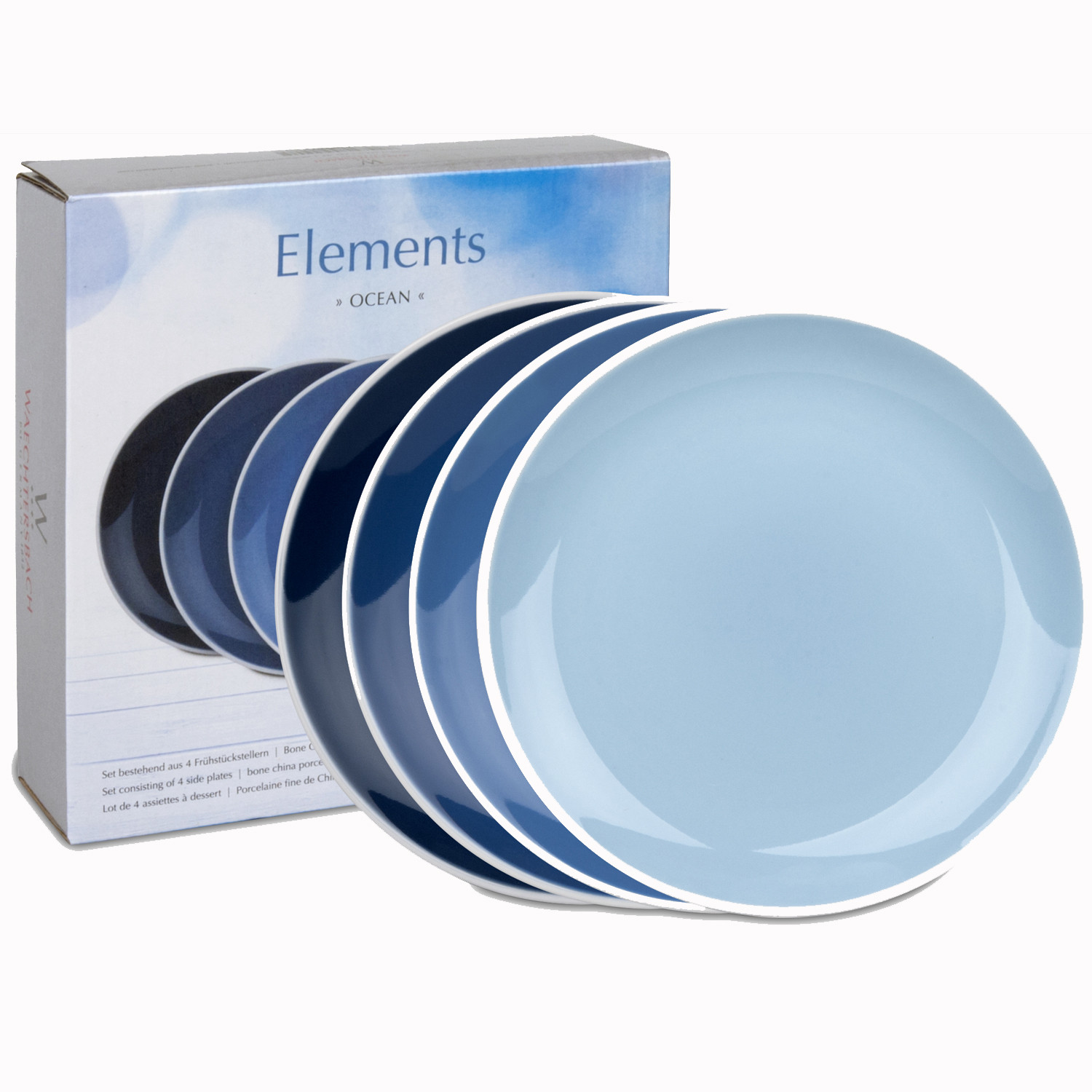 Πιάτο Φαγητού Πορσελάνης Ocean Blue Σετ 4τμχ. Elements Waechtersbach
