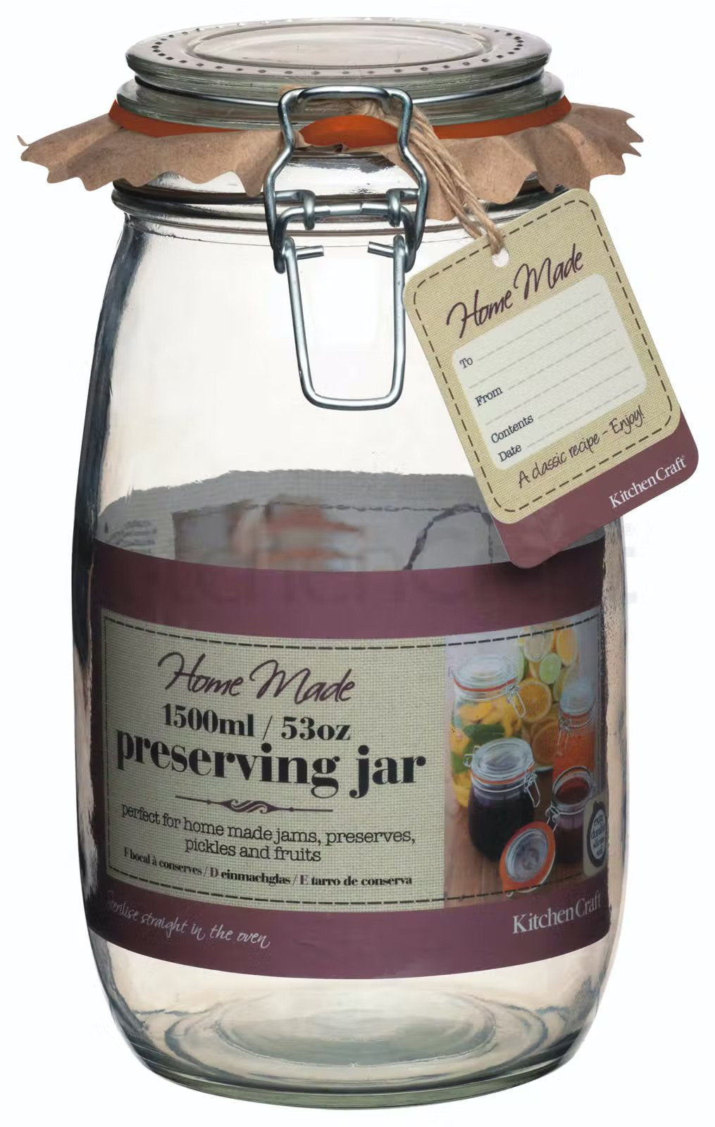 Βάζο Γυάλινο Home Made Με Λάστιχο Σιλικόνης 1500ml Kitchencraft