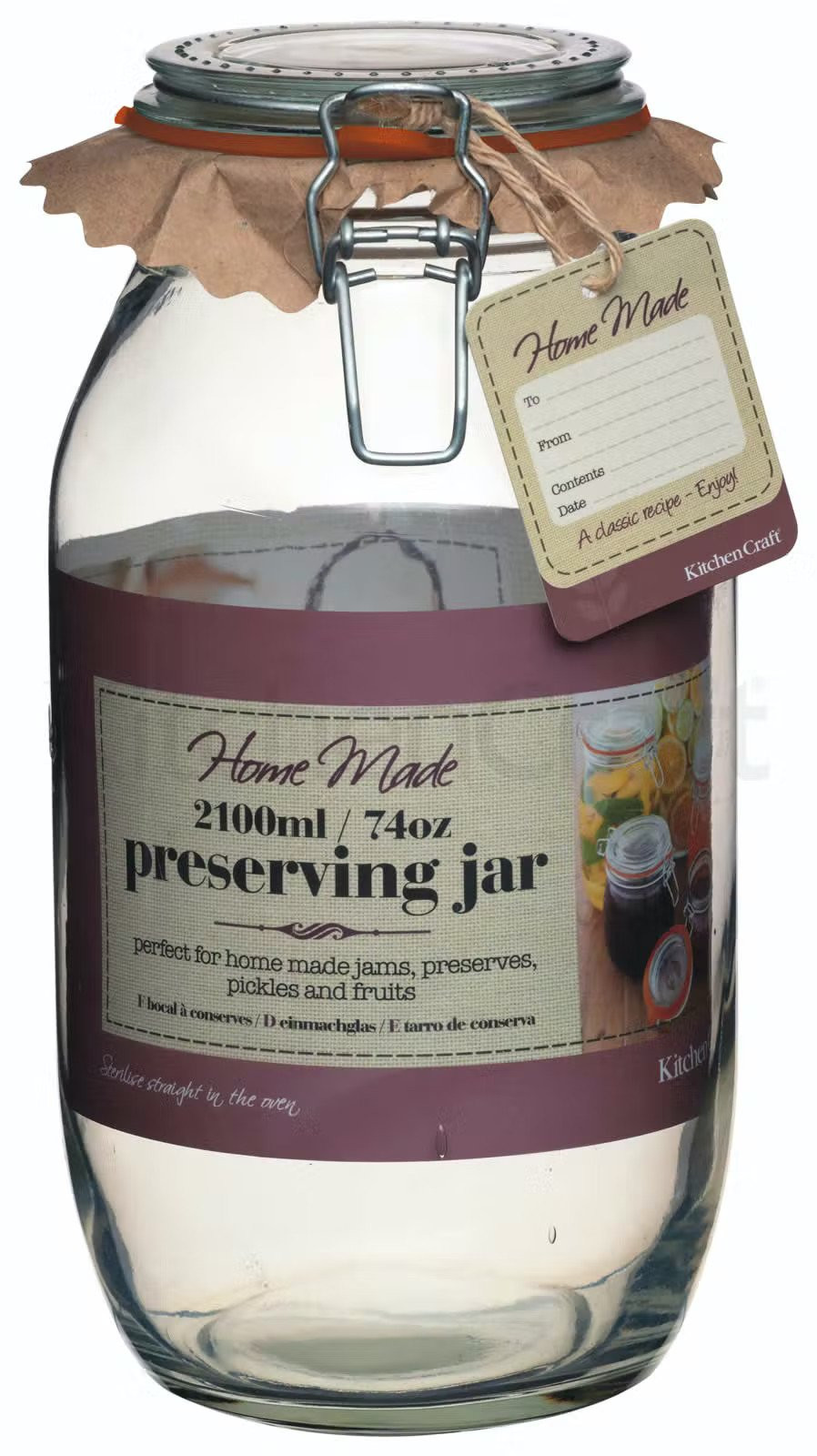 Βάζο Γυάλινο Home Made Με Λάστιχο Σιλικόνης 2100ml Kitchencraft