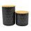 Βάζο Κεραμικό Για Καφέ Και Ζάχαρη Με Bamboo Καπάκι Black 15cm