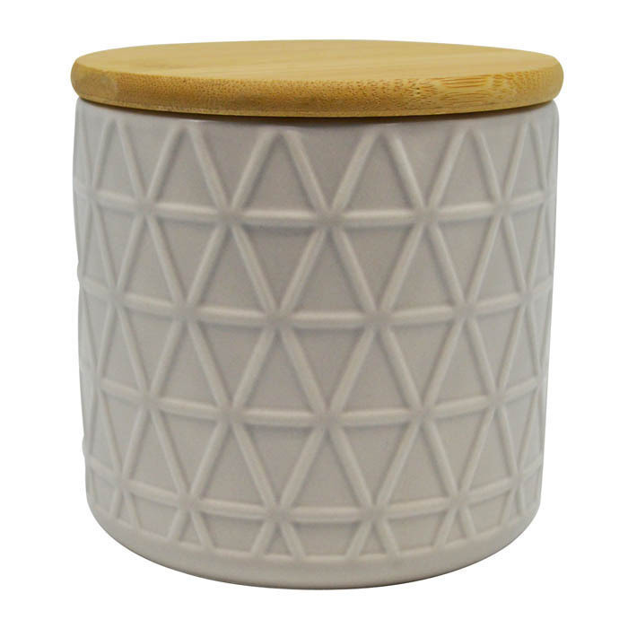 Βάζο Κεραμικό Για Καφέ Και Ζάχαρη Με Bamboo Καπάκι Beige 10cm