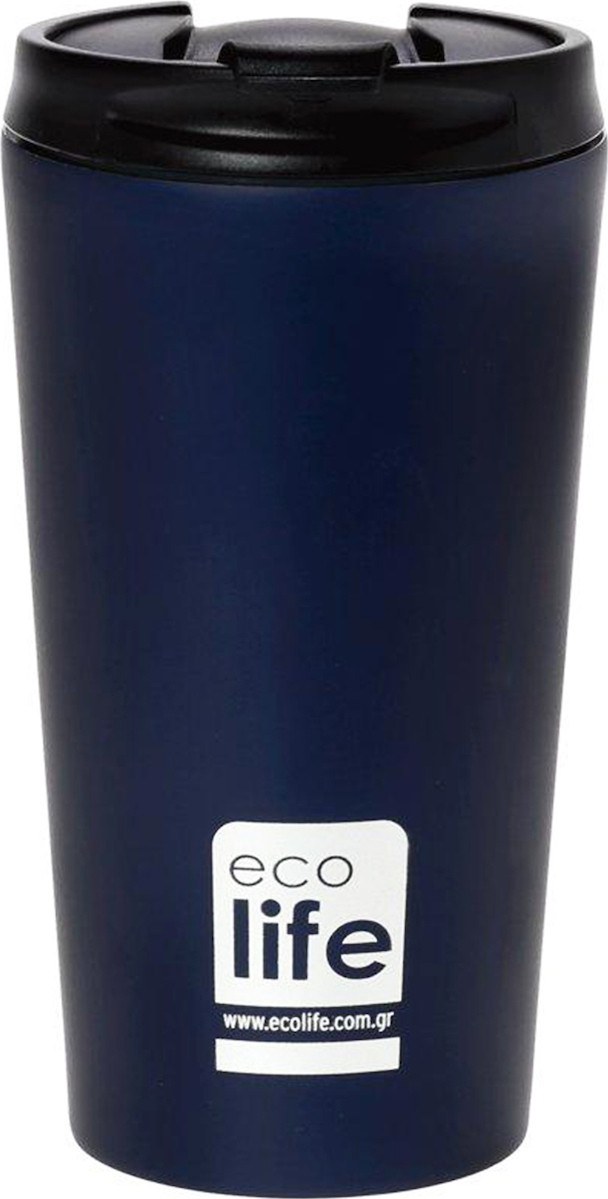 EcoLife Θερμός Ποτήρι Ανοξείδωτο Blue Black Mat 370ml
