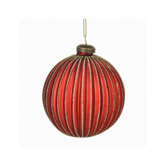 Χριστουγεννιάτικη Μπάλα Γυάλινη ΣτρογγυλήBrandani Κόκκινη Glitter 6.5cm