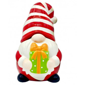 Μπισκοτιέρα Χριστουγεννιάτικη Κεραμική Άγιος Βασίλης Gnome 23cm