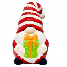 Μπισκοτιέρα Χριστουγεννιάτικη Κεραμική Άγιος Βασίλης Gnome 23cm