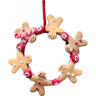 Χριστουγεννιάτικο Στολίδι  Κρεμαστό Στεφανάκι  Άγιος Gingerbread 11cm Brandani