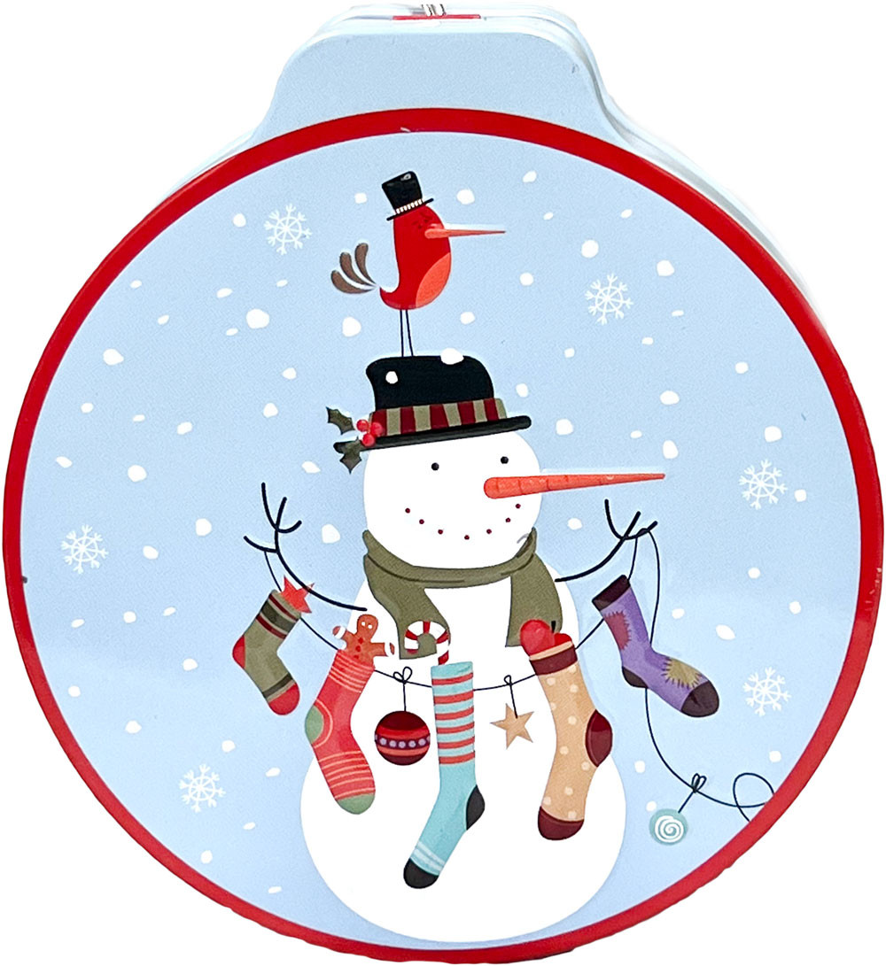 Χριστουγεννιάτικο Κουτί Μεταλλικό Snowmansocks 12cm
