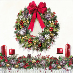 Χριστουγεννιάτικες Χαρτοπετσέτες Πολυτελείας 20Τμχ. Bow On Wreath Ambiente