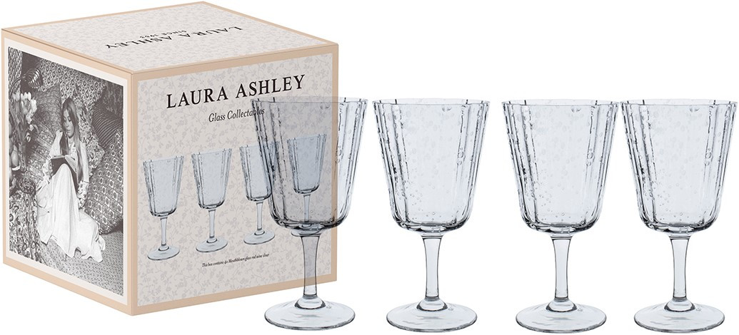 LAURA ASHLEY Ποτήρι Κρασιού Laura Ashley Φυσητό Σετ 4Τμχ. 270ml Διάφανο