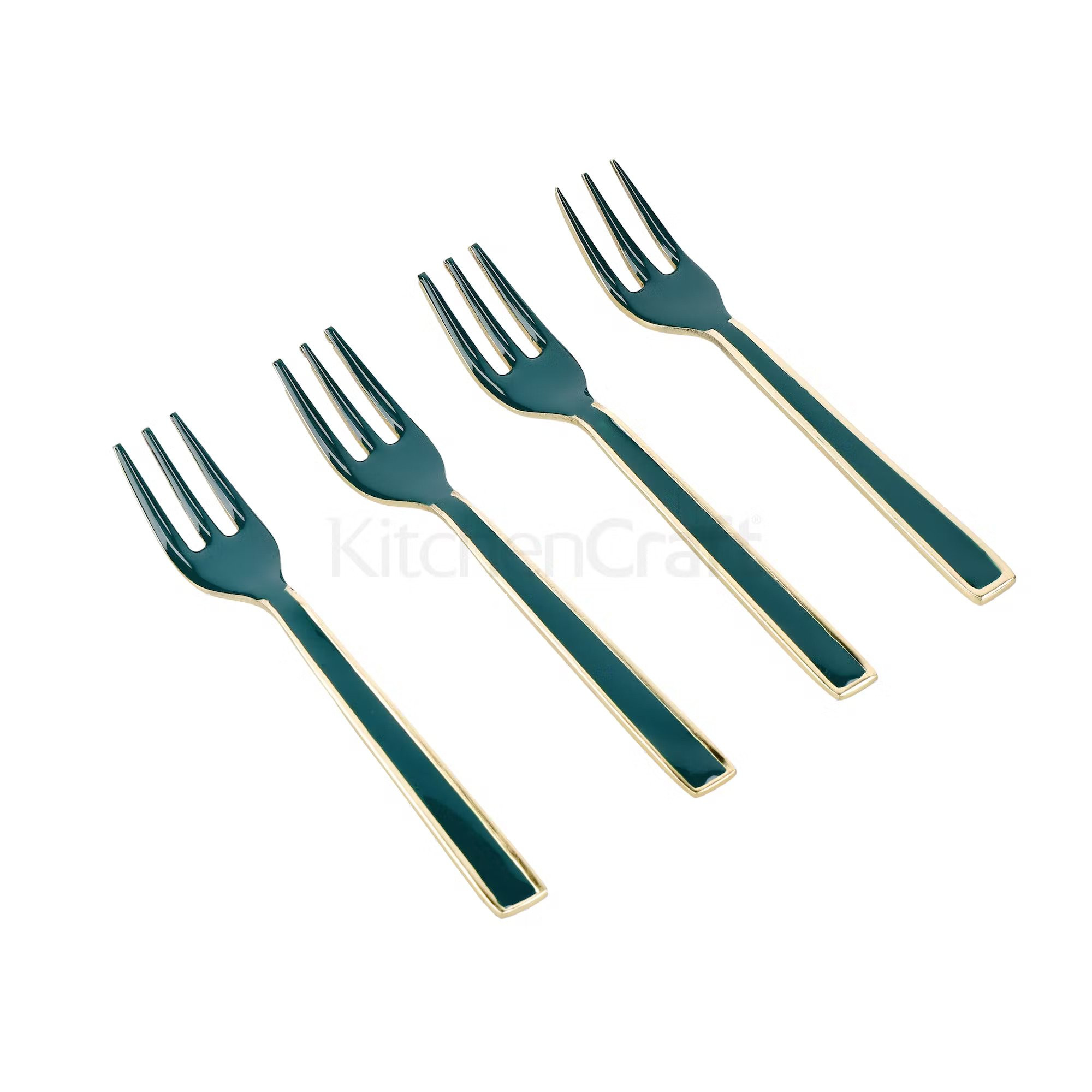 Πιρουνάκια Γλυκού Σετ 4Τμχ Gold Green Artesa By kitchencraft