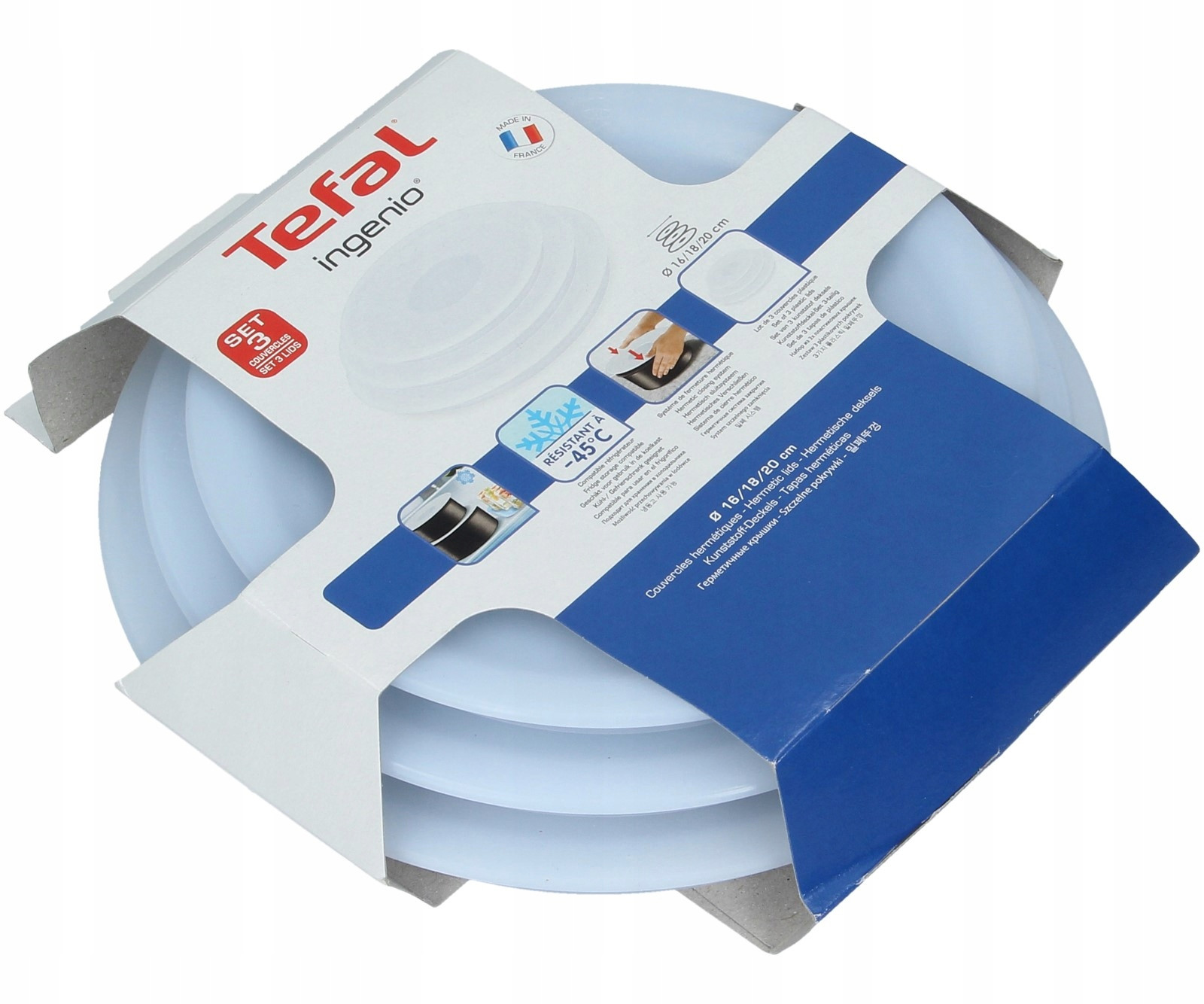 Tefal Πλαστικά Καπάκια Για Σκεύη Σετ 3Τμχ. 16-18-20cm Ingenio