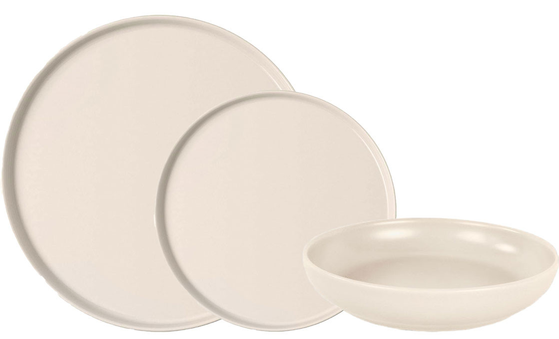 Σερβίτσιο Φαγητού Κεραμικό Nordic Cream Mat Σετ 18Τμχ. Happy Ware